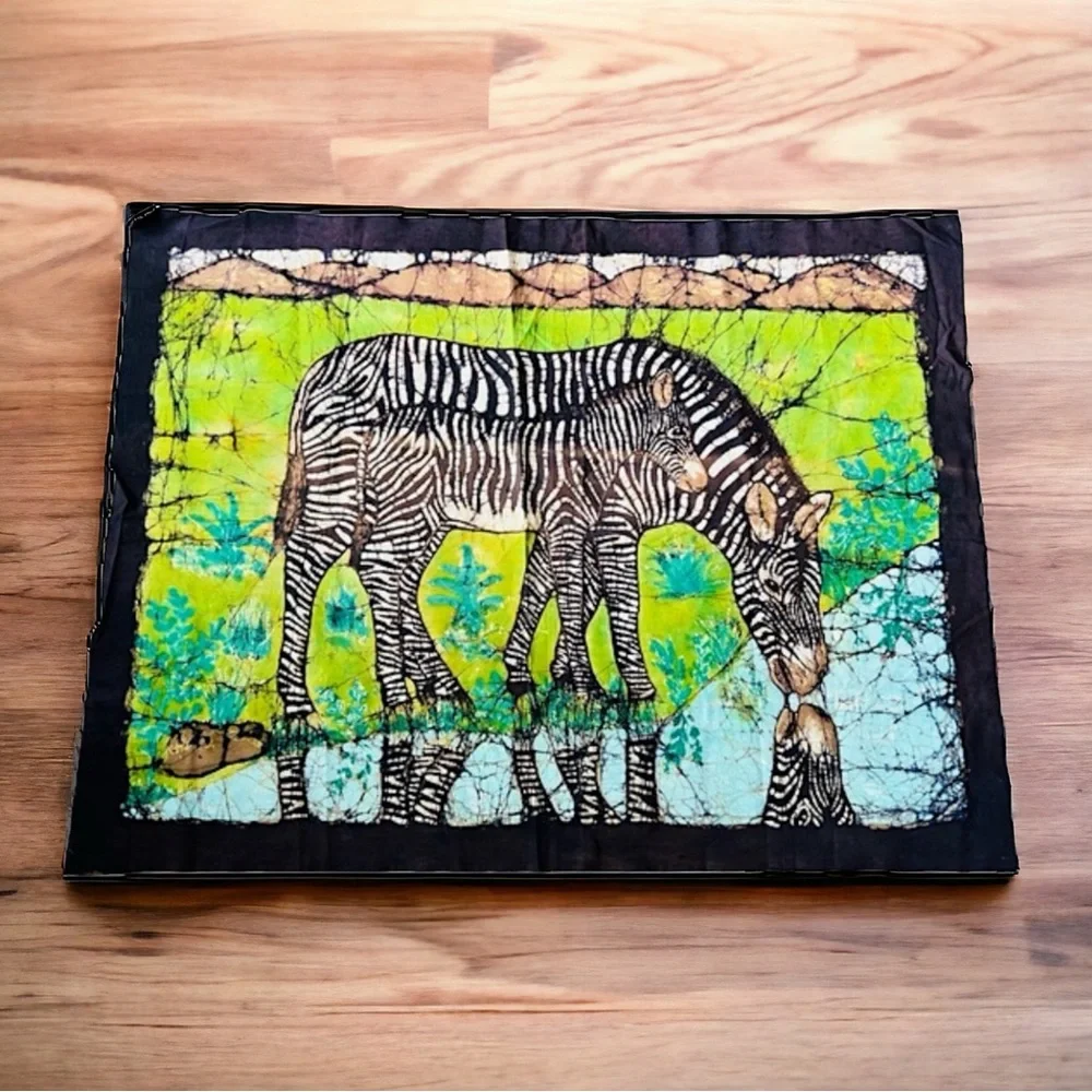 VTG Batik Wall Hanging Hand Dyed Textile Art Boho Global World Decor Africa